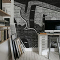 Rebel Graffiti Bold, Gray Mural Wallpaper - room preview 03