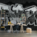 Rebel Graffiti, Black Mural Wallpaper - room preview 03