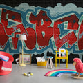 Rebel Graffiti, Red Mural Wallpaper - room preview 03