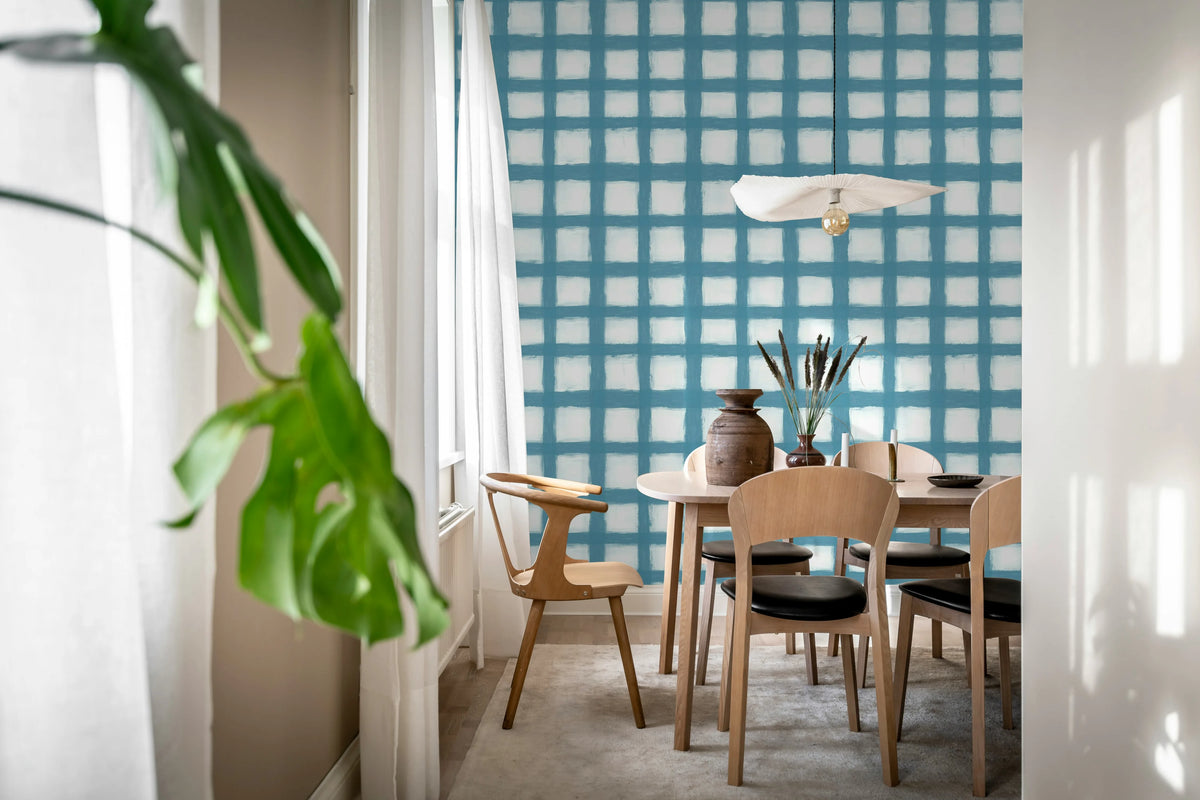 Painted Square, Blue Mural Wallpaper - room preview 03