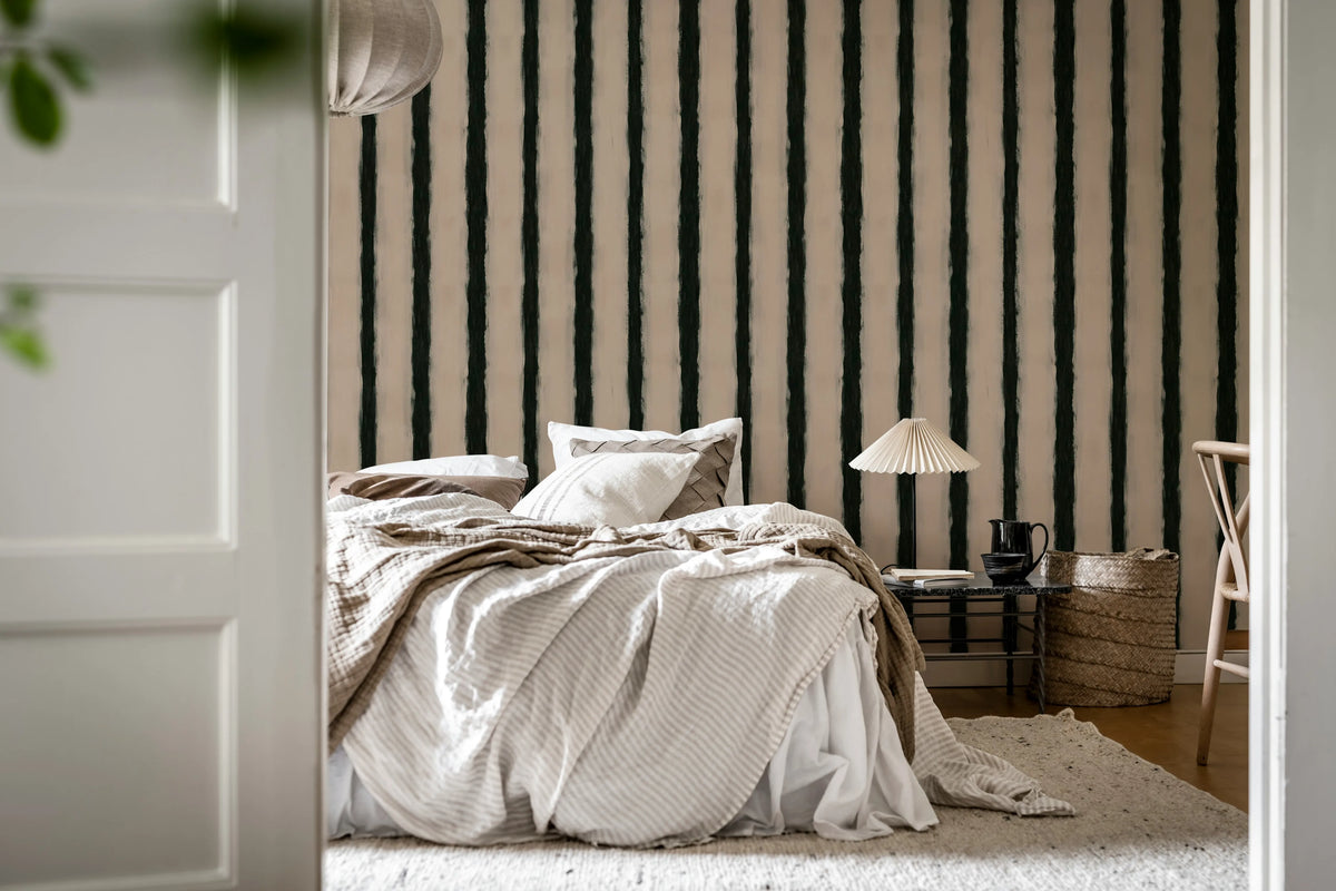 Painted Stripes, Pink Mural Wallpaper - room preview 03