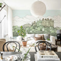 Castle By The Lake, Soft Green Mural Wallpaper - room preview 03