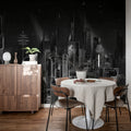 Sci-Fi Town, Black Mural Wallpaper - room preview 03