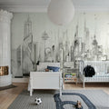 Sci-Fi Town, White Mural Wallpaper - room preview 03