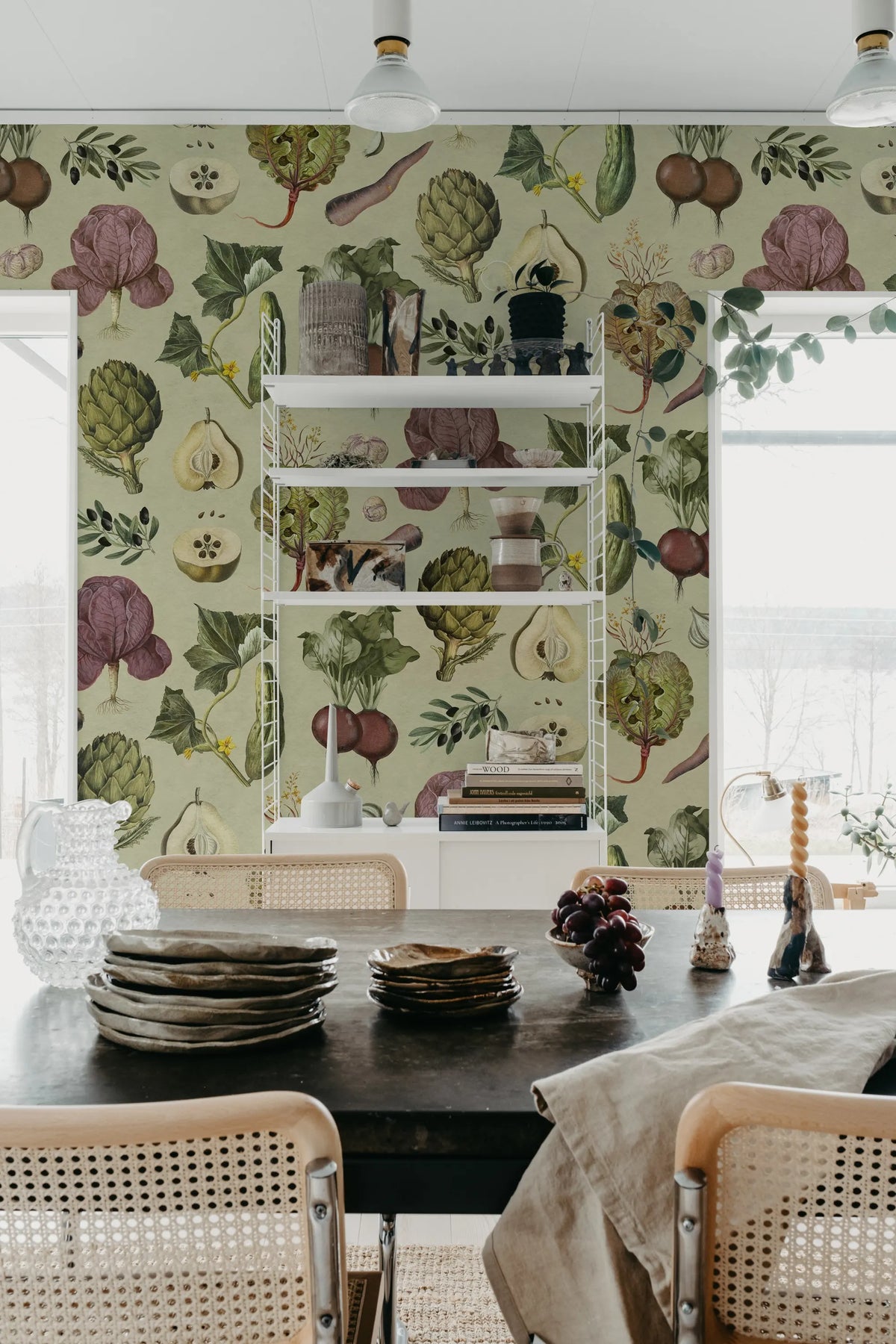 Vintage Greens Beige Mural Wallpaper - room preview 03
