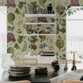 Vintage Greens Beige Mural Wallpaper - room preview 03