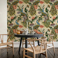 Vintage Peacock, Beige Mural Wallpaper - room preview 03