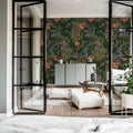 Vintage Peacock, Black Mural Wallpaper - room preview 03