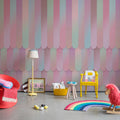 Gradient Stripes, Rainbow Mural Wallpaper - room preview 03