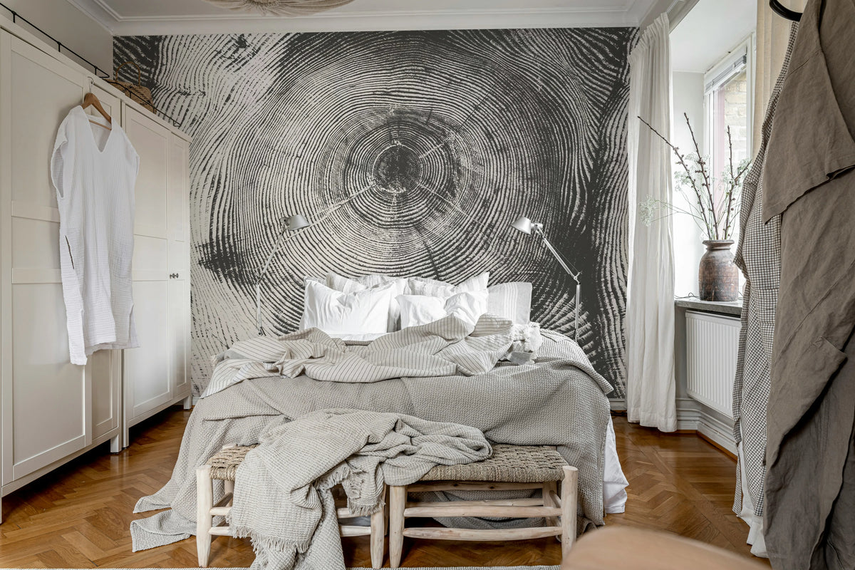 Tree Cut, Black Mural Wallpaper - room preview 03