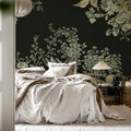 Bold Floral, Black Mural Wallpaper - room preview 03