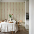 Bayleaf Stripe, Pink Mural Wallpaper - room preview 03