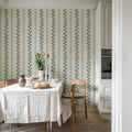 Bayleaf Stripe, Blue Mural Wallpaper - room preview 03