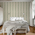 Bayleaf Stripe, Green Mural Wallpaper - room preview 03