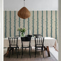 Leafy Stripes, Blue Mural Wallpaper - room preview 03