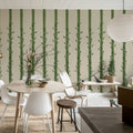 Leafy Stripes, Green Mural Wallpaper - room preview 03