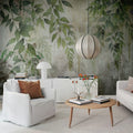 Vintage Leafs, Green Mural Wallpaper - room preview 03