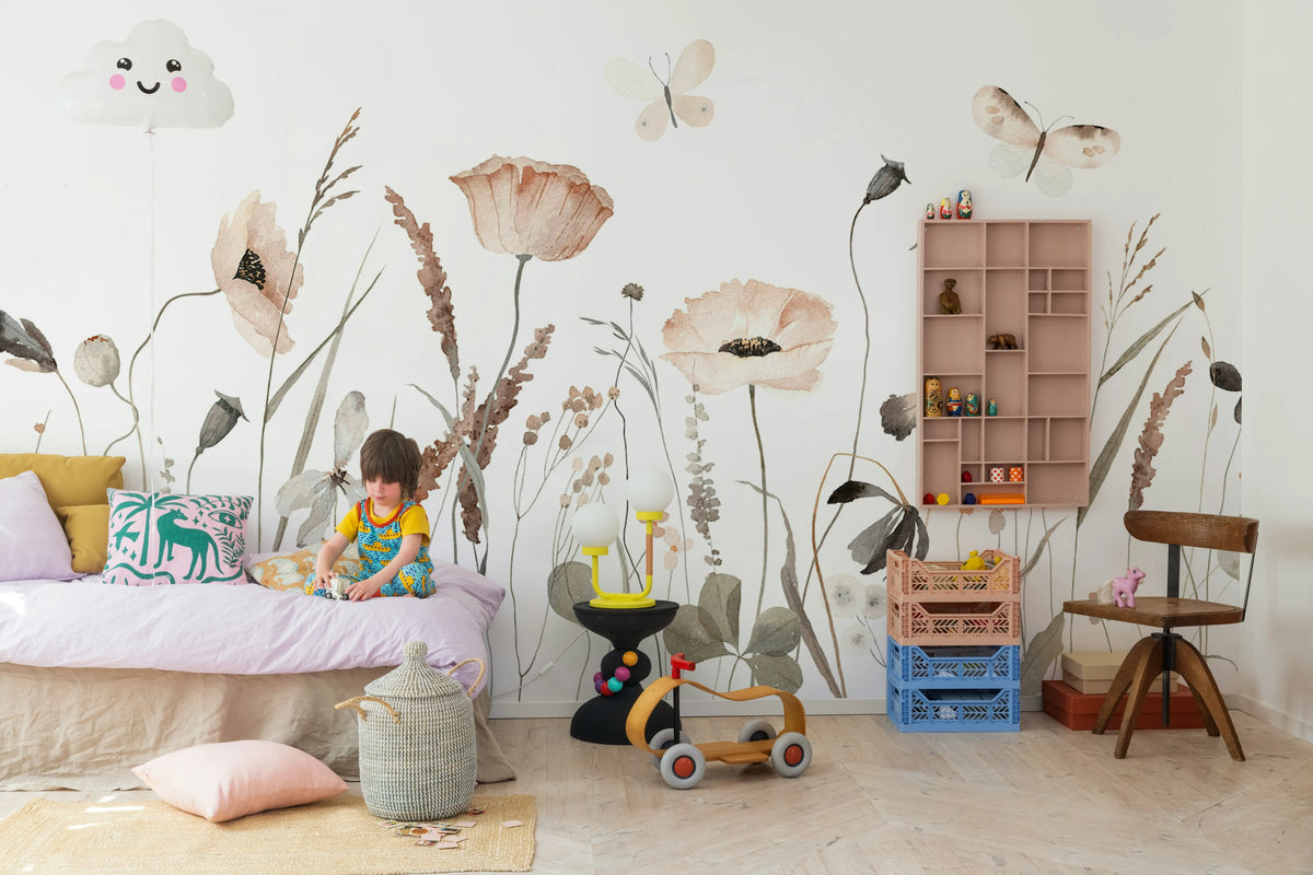 Delicate Meadow, Pastel Mural Wallpaper - room preview 03