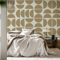 Geometry Shapes, Beige Mural Wallpaper - room preview 03