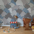 Happy Hillside, Gray Mural Wallpaper - room preview 03