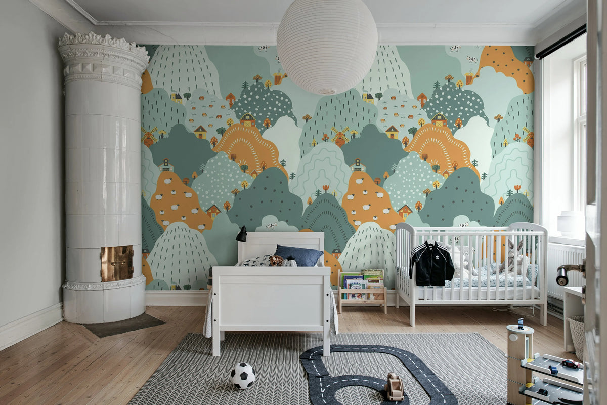 Happy Hillside, Multi Mural Wallpaper - room preview 03