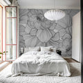 Bold Dahlia, Graphite Mural Wallpaper - room preview 03