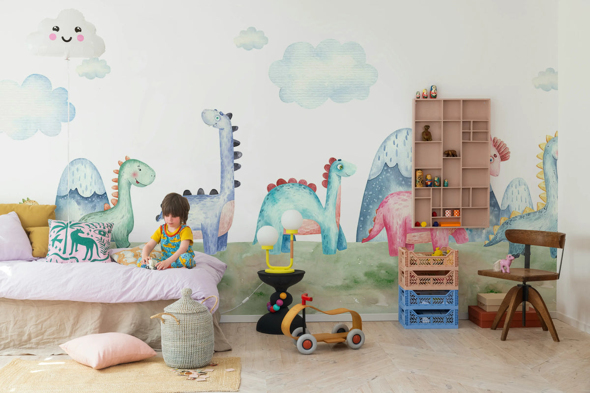 Dinosaur Stroll, Multi Mural Wallpaper - room preview 03