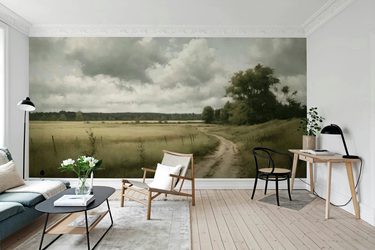 Country Road Painting, Beige Mural Wallpaper - room preview 03