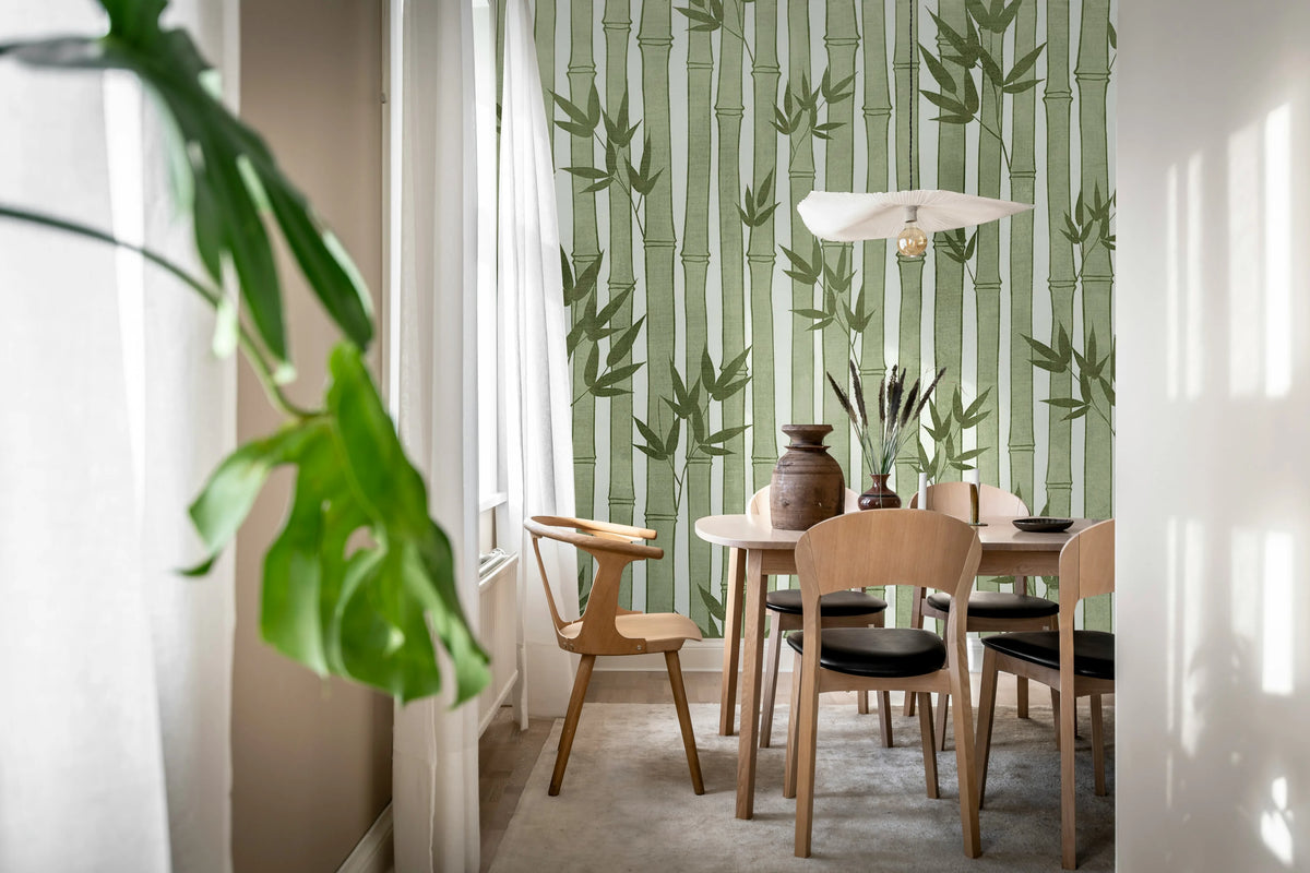 Bamboo Forest, Green Mural Wallpaper - room preview 03