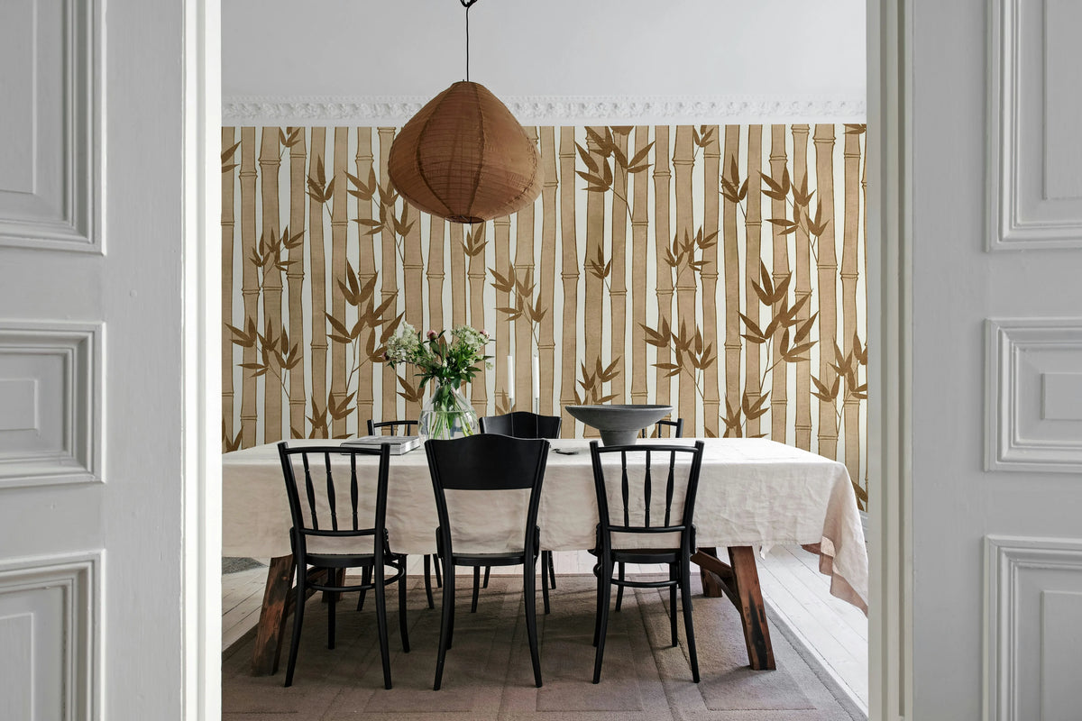 Bamboo Forest, Brown Mural Wallpaper - room preview 03