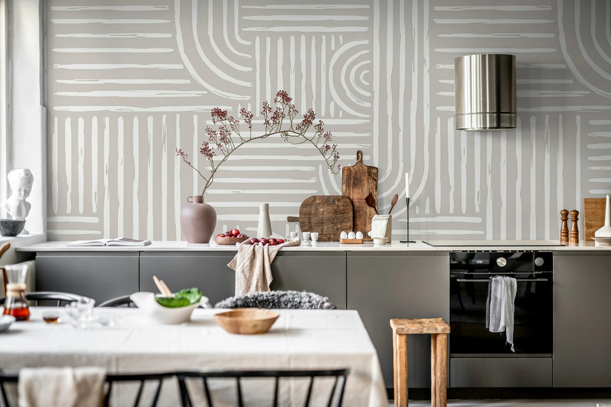 Graphic Vaults, Gray Mural Wallpaper - room preview 03