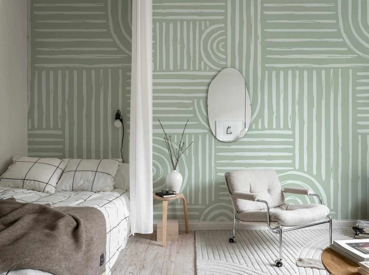 Graphic Vaults, Green Mural Wallpaper - room preview 03