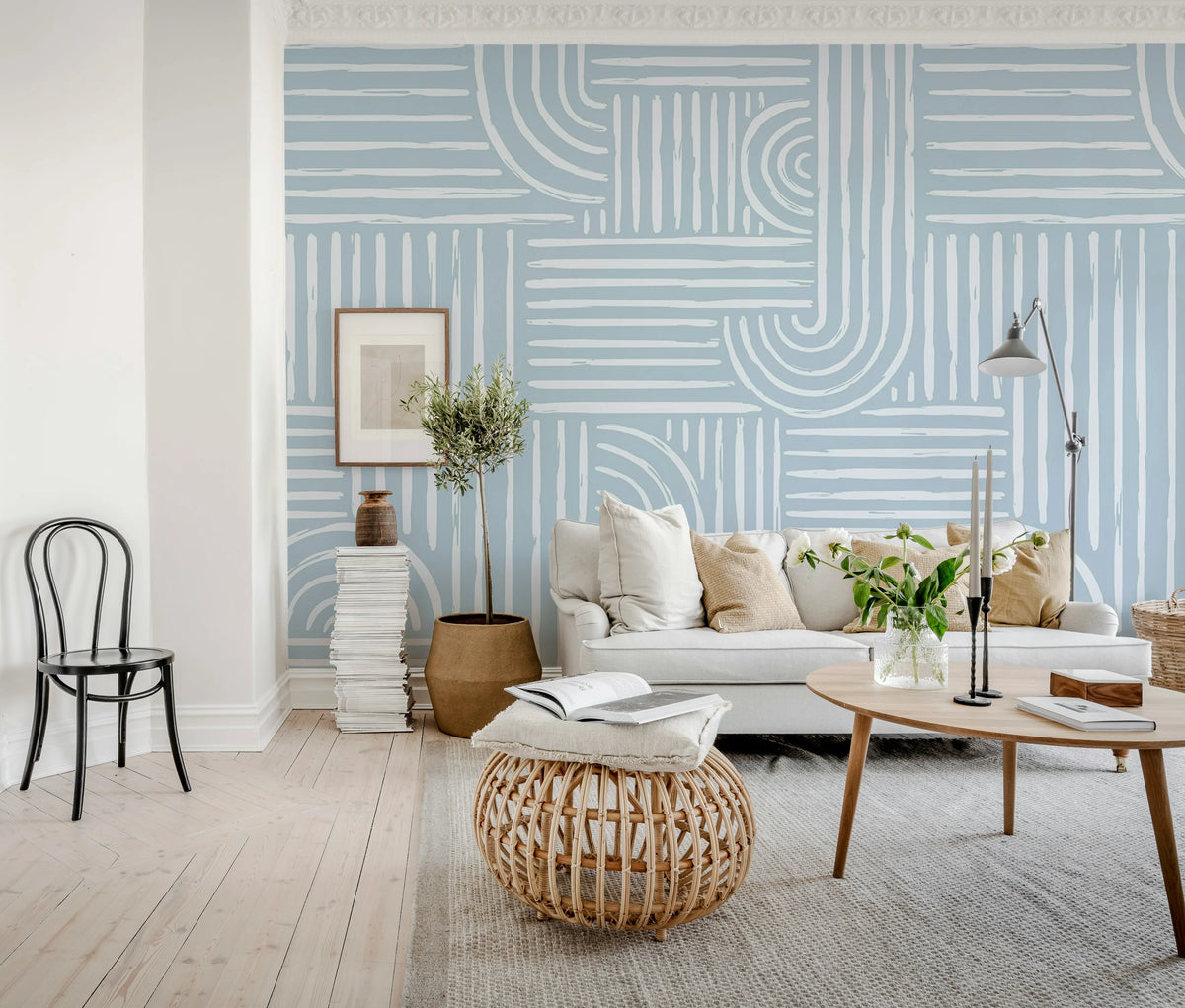 Graphic Vaults, Blue Mural Wallpaper - room preview 03