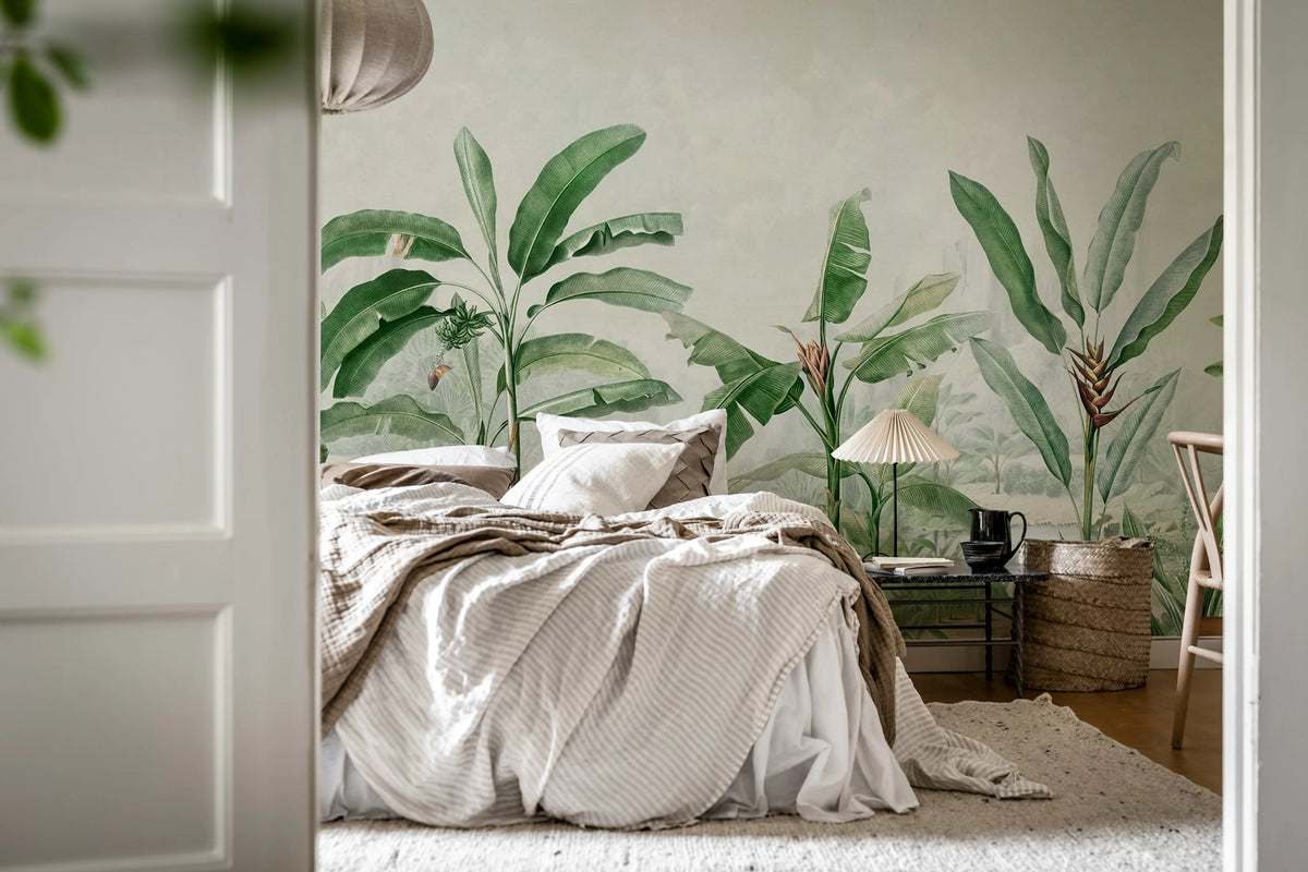Tropical Palms, Green Mural Wallpaper - room preview 03