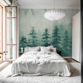 Watercolor Forest‚ Blue Mural Wallpaper - room preview 03