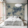 Pine Branch, Blue Mural Wallpaper - room preview 03