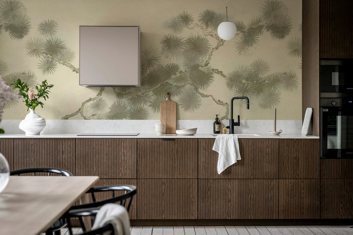 Pine Branch, Beige Mural Wallpaper - room preview 03