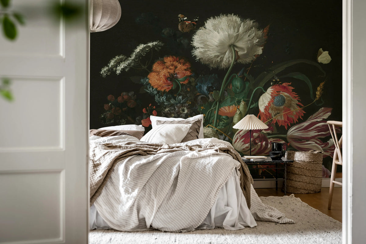 Bold Bouquet, Red Mural Wallpaper - room preview 03