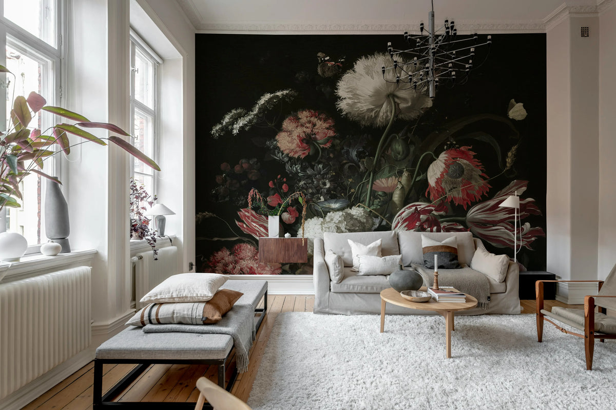 Bold Bouquet, Pink Mural Wallpaper - room preview 03
