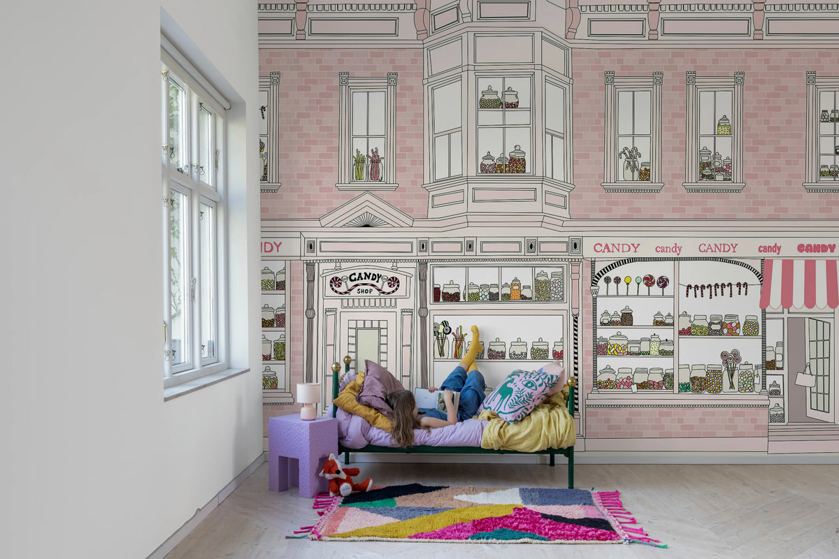 Candyshop, Pink Mural Wallpaper - room preview 03
