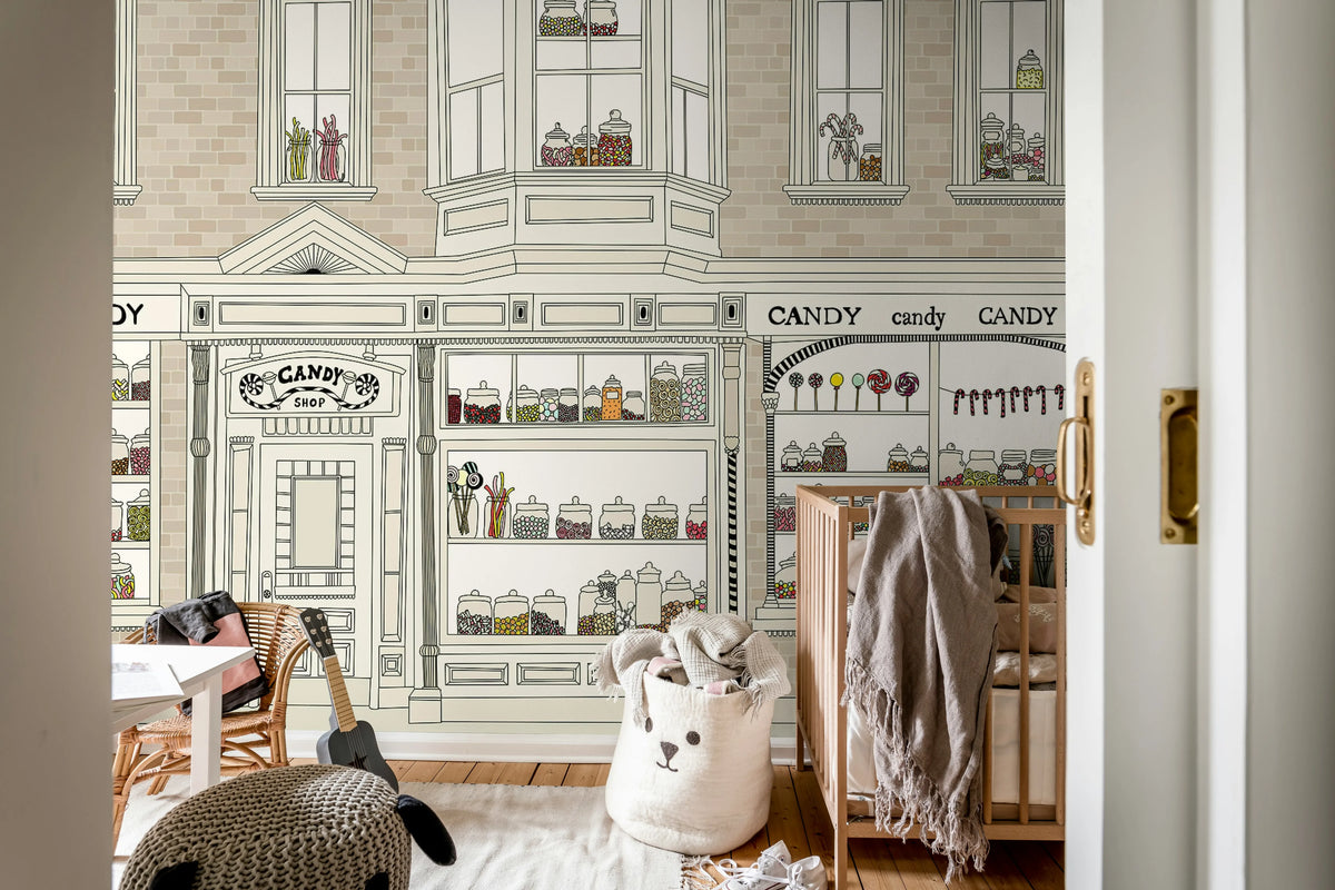 Candyshop, Beige Mural Wallpaper - room preview 03