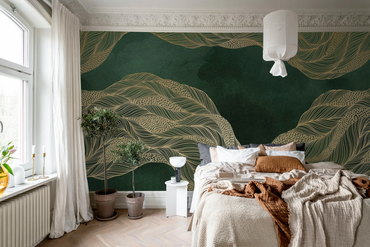 Opulence Flow, Jade Mural Wallpaper - room preview 03