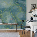 Marble Watercolor, Blue Mural Wallpaper - room preview 03
