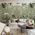 Owl Forest, Green Mural Wallpaper - room preview 03