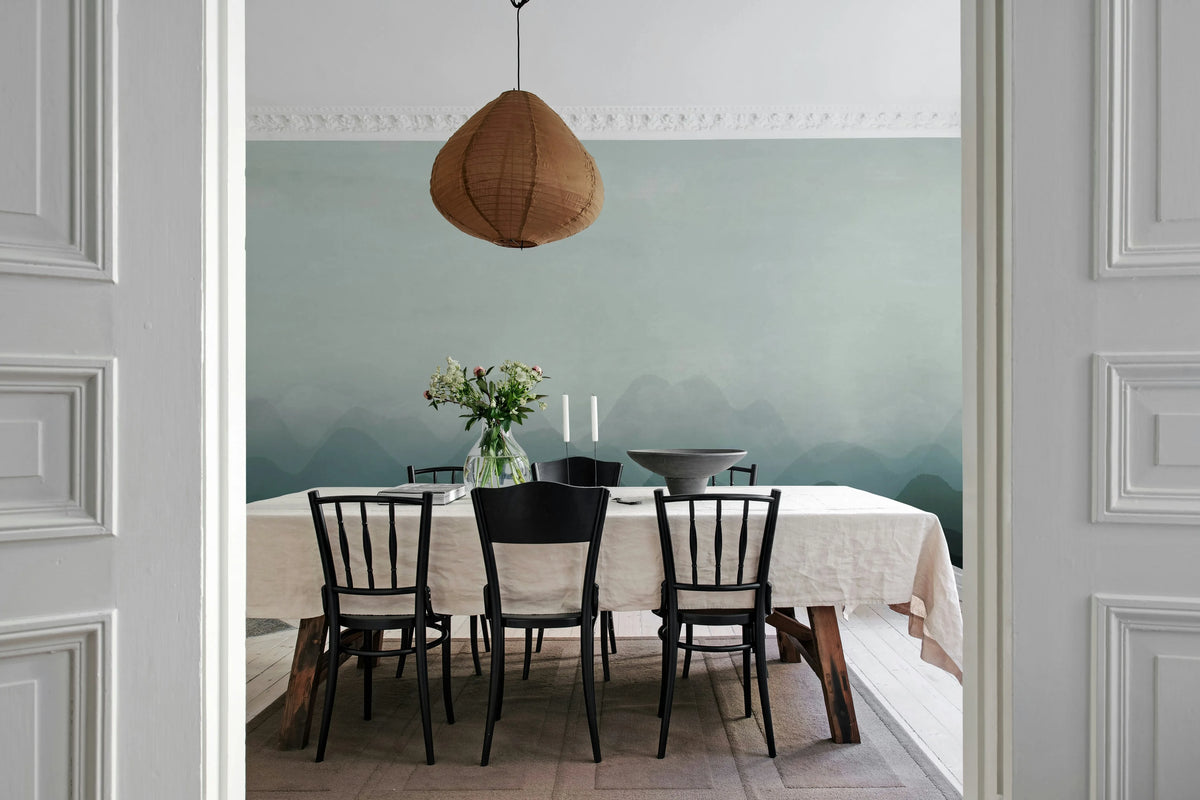 Gradient Flow, Blue Mural Wallpaper - room preview 03