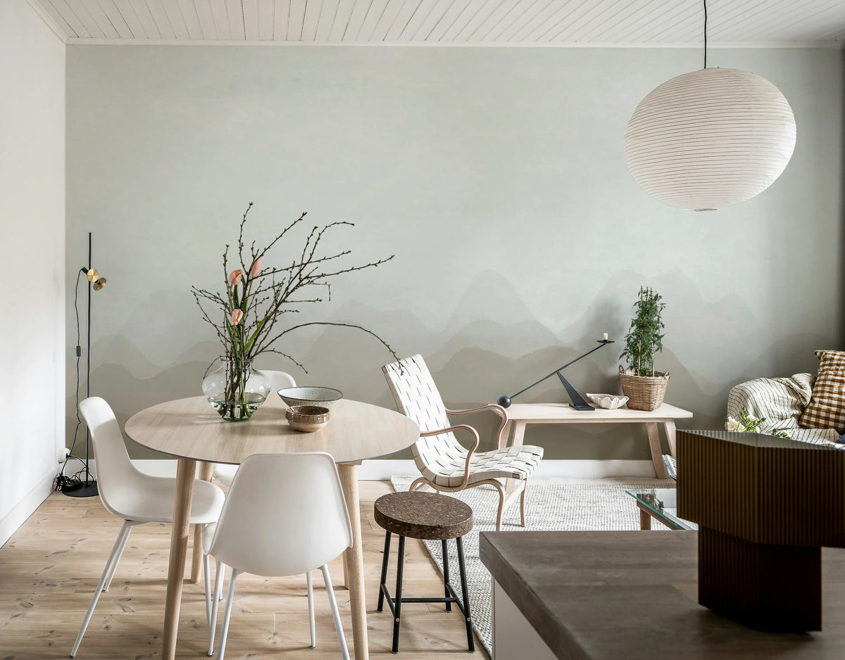Gradient Flow, Beige Mural Wallpaper - room preview 03