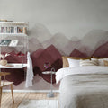 Watercolor Mountain, Burgundy Mural Wallpaper - room preview 03