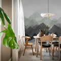 Watercolor Mountain, Black Mural Wallpaper - room preview 03