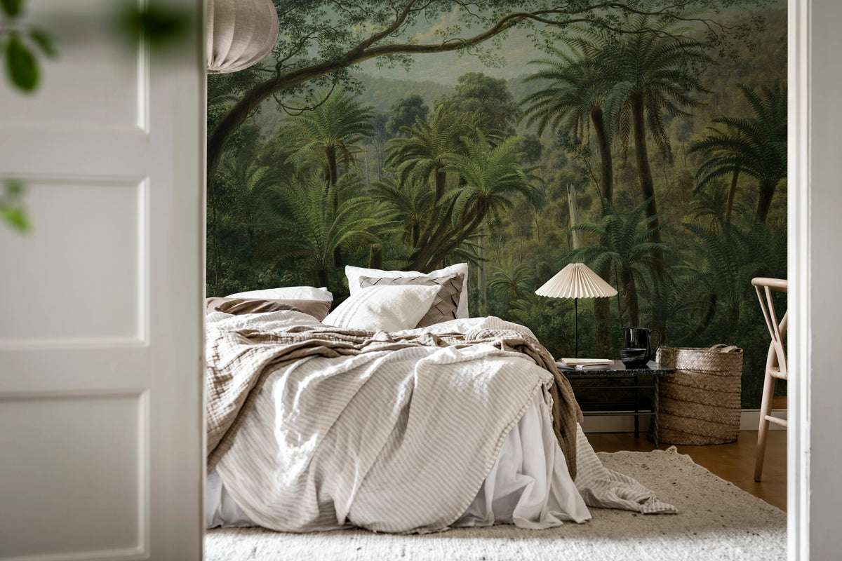 Palm Landscape, Green Mural Wallpaper - room preview 03