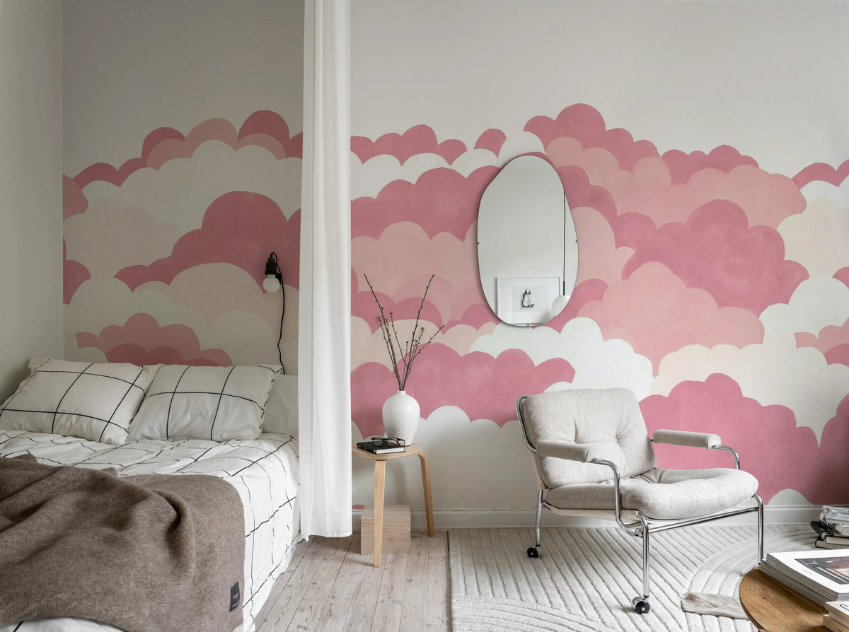 Dreamy Clouds, Pink Mural Wallpaper - room preview 03
